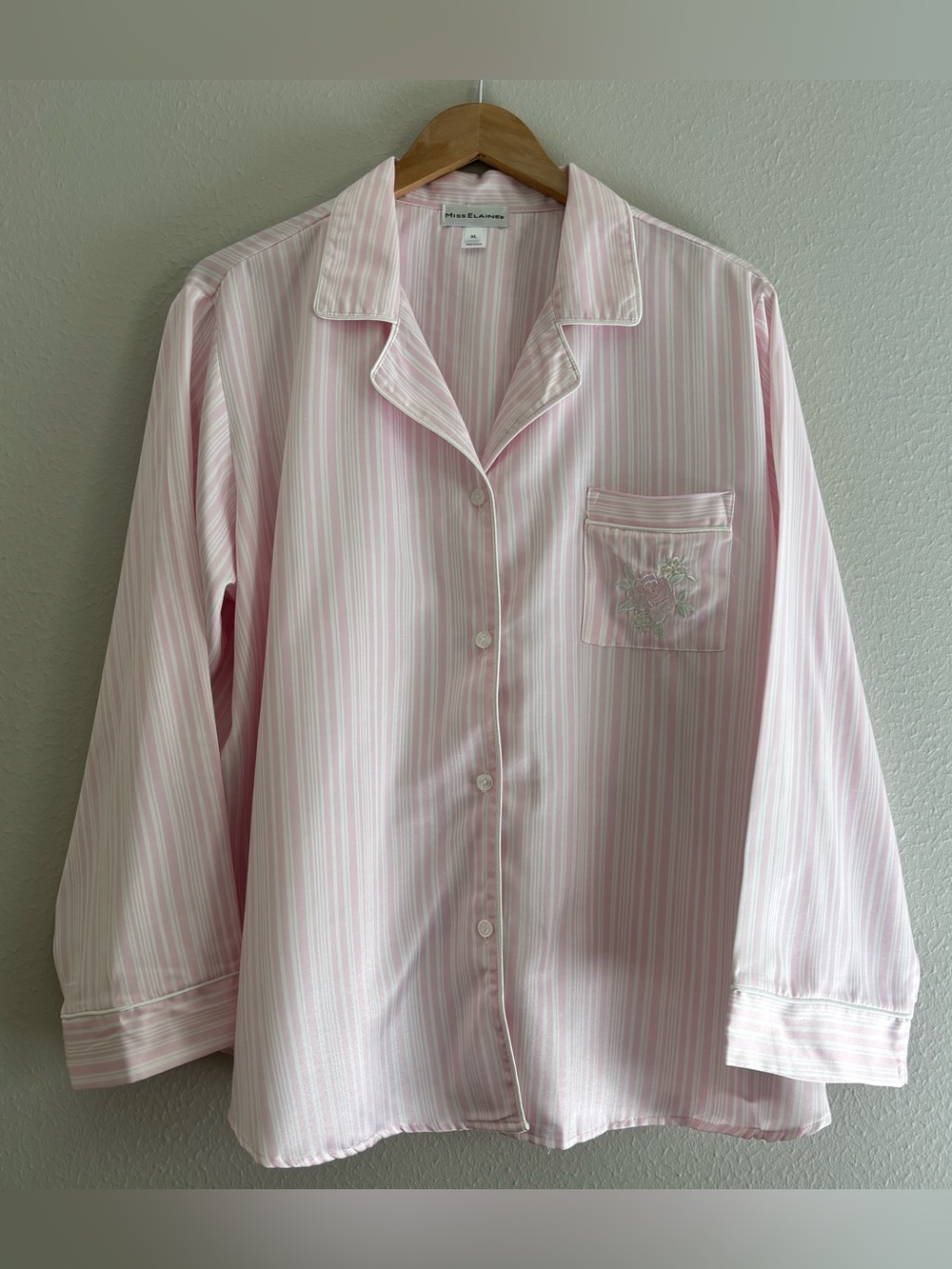 New Miss Elaine Pink and White Striped Pajama Set - Picture 2 of 10